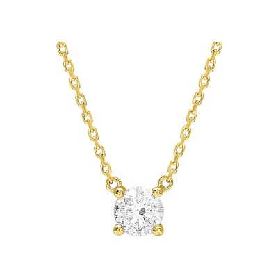 Collier solitaire en or jaune et diamant 0.40ct