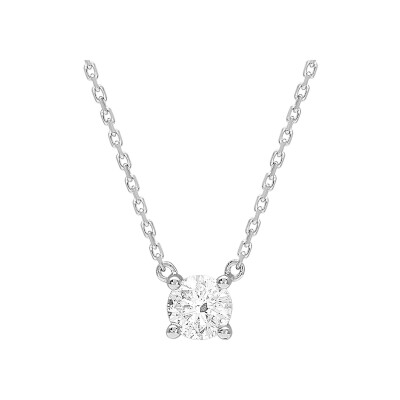Collier solitaire en or blanc et diamant 0.40ct