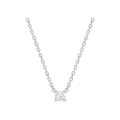 Collier en or blanc et diamant 0.08ct, taille 42cm