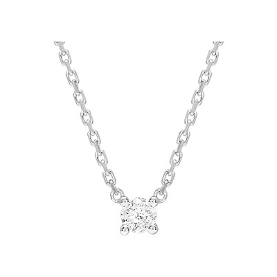 Collier en or blanc et diamant 0.08ct, taille 42cm