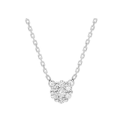 Collier en or blanc et diamant 0.15ct, taille 42cm