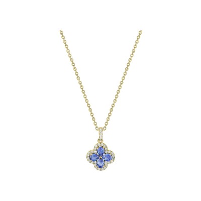 Collier en or jaune, saphir et diamant