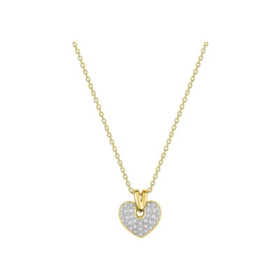 Collier coeur en or jaune et diamants