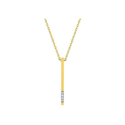 Collier en or jaune, or blanc et diamant 0.01ct