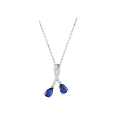 Collier en or blanc et saphir