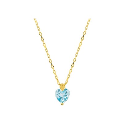 Collier en or jaune et topaze bleue