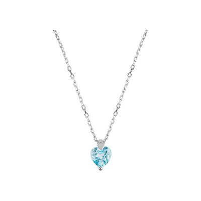 Collier en or blanc et topaze bleue