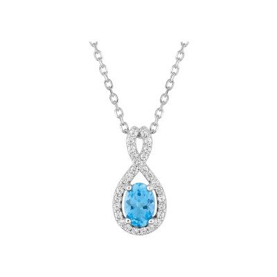 Collier en or blanc et topaze bleue