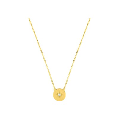 Collier en or jaune et oxyde de zirconium