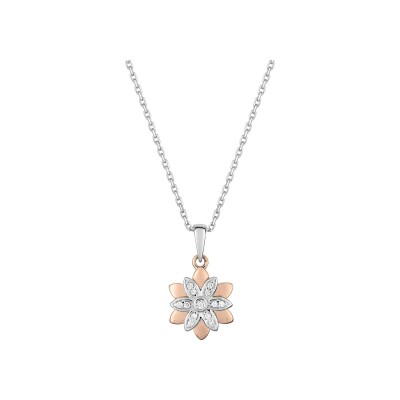Collier en or rose, or blanc et diamant 0.05ct