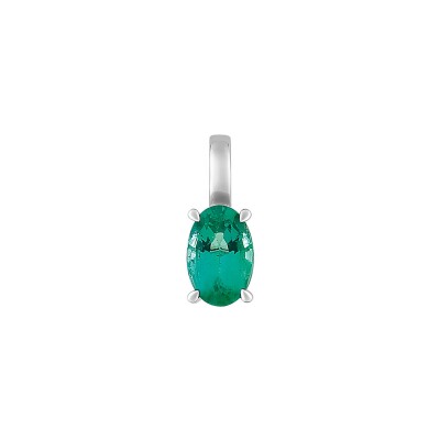 Pendentif en or blanc et émeraude
