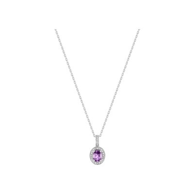Collier en or blanc, améthyste et oxyde de zirconium