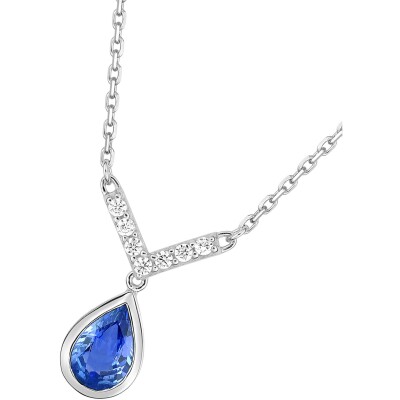 Collier en or blanc, saphir et diamant 0.06ct