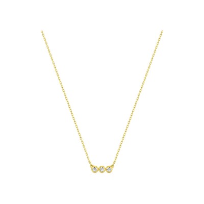 Collier en or jaune et oxyde de zirconium