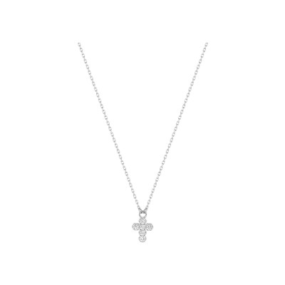 Collier en or blanc et oxyde de zirconium