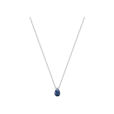 Collier en or blanc et saphir