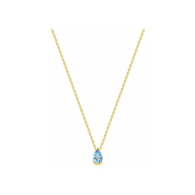 Collier en or jaune et topaze bleue