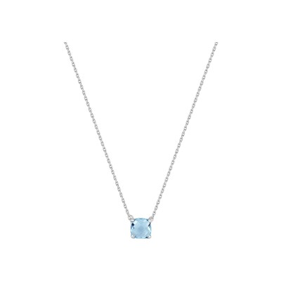 Collier en or blanc et topaze bleue