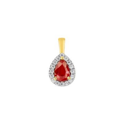 Pendentif en or jaune, rubis et oxyde de zirconium