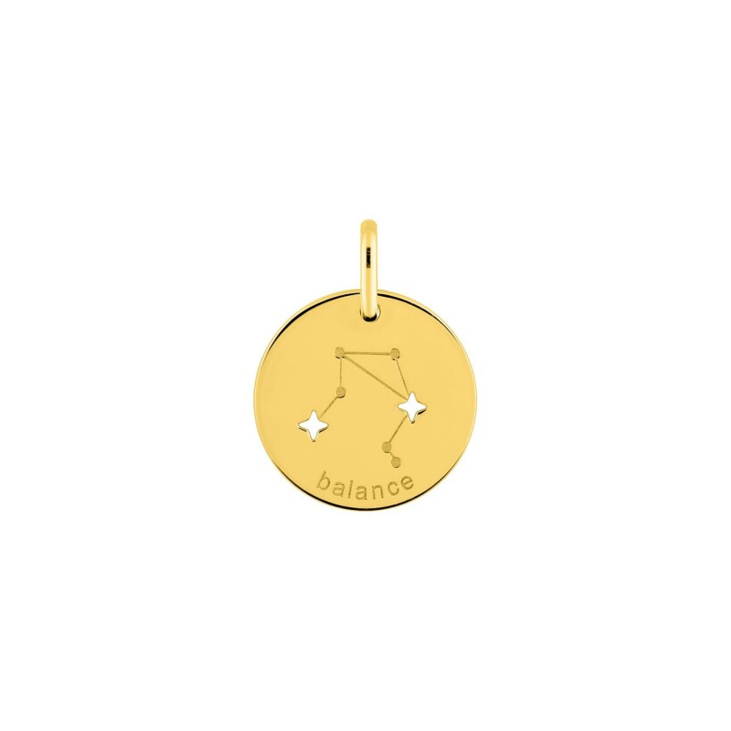 Médaille zodiaque Balance en or jaune