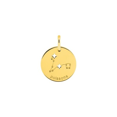 Médaille zodiaque Poissons en or jaune