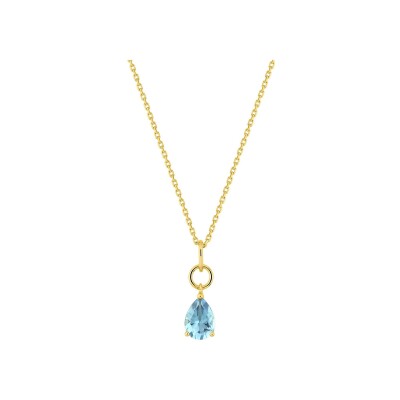 Collier en or jaune et topaze bleue