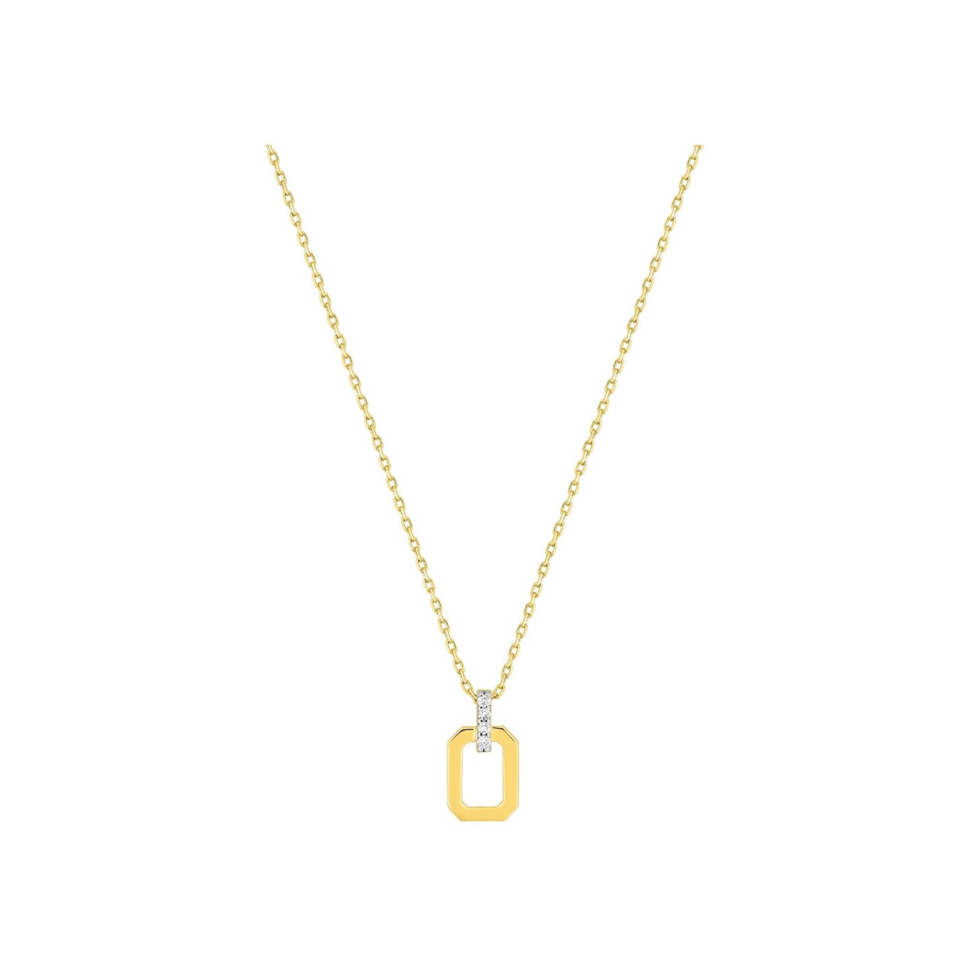 Collier en or jaune, rhodium et diamants