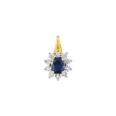 Pendentif en or jaune, saphir et diamant 0.05ct