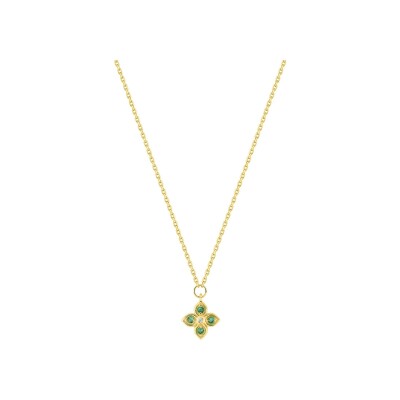 Collier en or jaune, émeraude et diamant 0.01ct