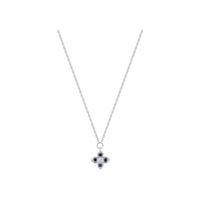 Collier en or blanc, saphir et diamant 0.01ct