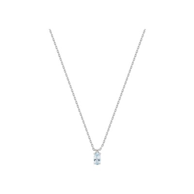 Collier en or blanc, aquaprase et diamant 0.01ct
