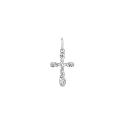 Pendentif croix en or blanc et diamant 0.08ct
