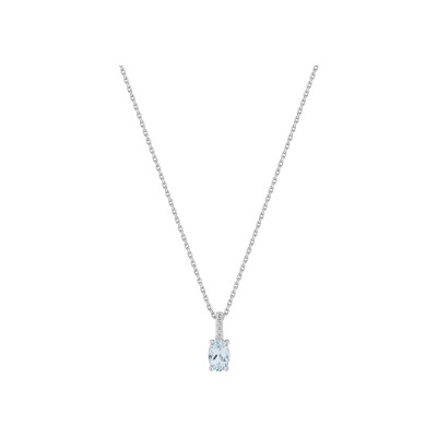 Collier en or blanc, aigue-marine et diamants