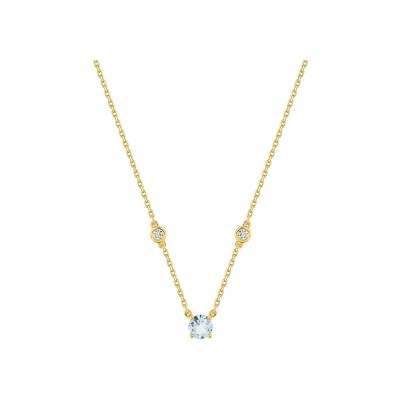 Collier en or jaune, aquaprase et oxyde de zirconium