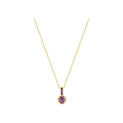 Collier en or jaune et améthyste
