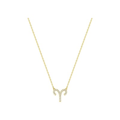 Collier zodiaque Bélier en or jaune et oxyde de zirconium