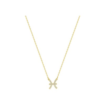 Collier zodiaque Poissons en or jaune et oxyde de zirconium