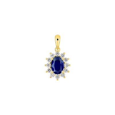 Pendentif en or jaune, saphir et diamant 0.36ct