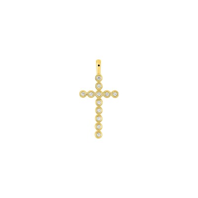 Pendentif croix en or jaune et diamant 0.10ct