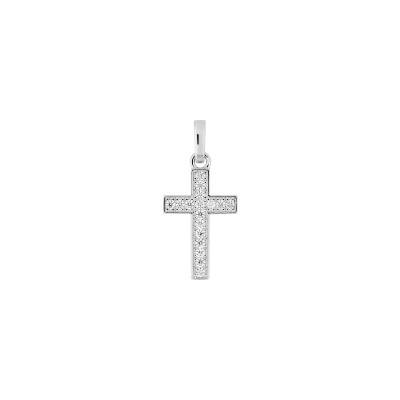 Pendentif croix en or blanc et diamant 0.24ct