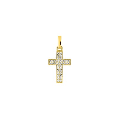 Pendentif croix en or jaune et diamant 0.29ct