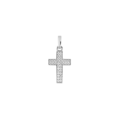 Pendentif croix en or blanc et diamant 0.29ct