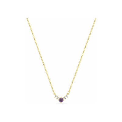 Collier en or jaune, améthyste et diamant 0.05ct