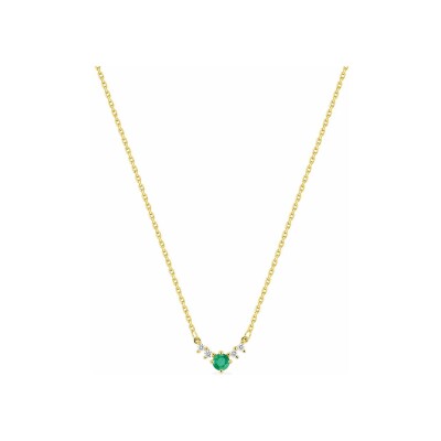 Collier en or jaune, emeraude et diamant 0.05ct