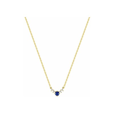 Collier en or jaune, saphir et diamant 0.05ct