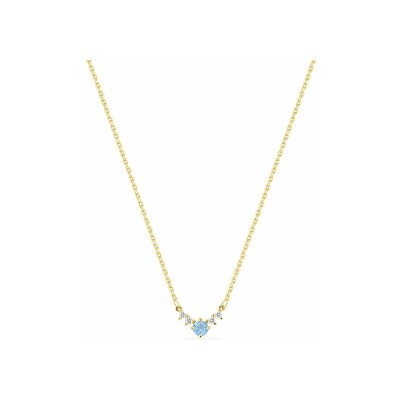 Collier en or jaune, topaze bleue et diamant 0.05ct