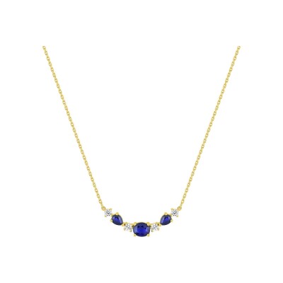 Collier en or jaune, oxyde de zirconium et saphir