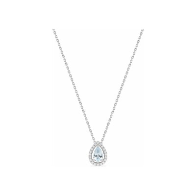 Collier en or blanc, aquaprase et diamant 0.08ct