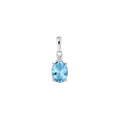 Pendentif en or blanc, oxyde de zirconium et topaze