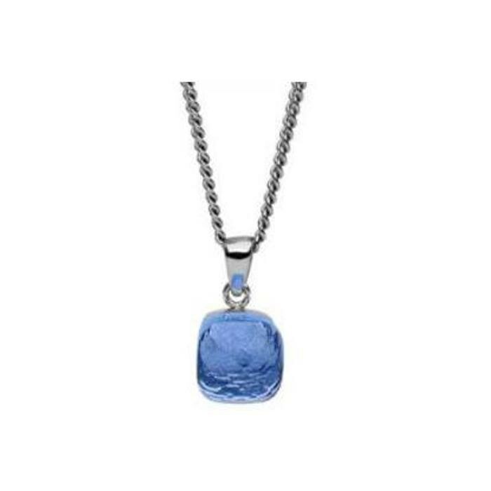 Pendentif QUDO Firenze en acier et pierre de couleur light sapphire